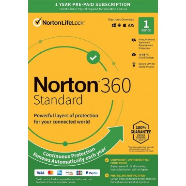ANTIVIRUS Norton 360 Standard, Backup 10GB, 1 User, 1 PC, 1 An
